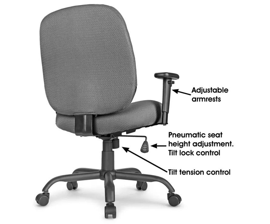 BIG AND TALL FABRIC OFFICE CHAIR, H-3643GR