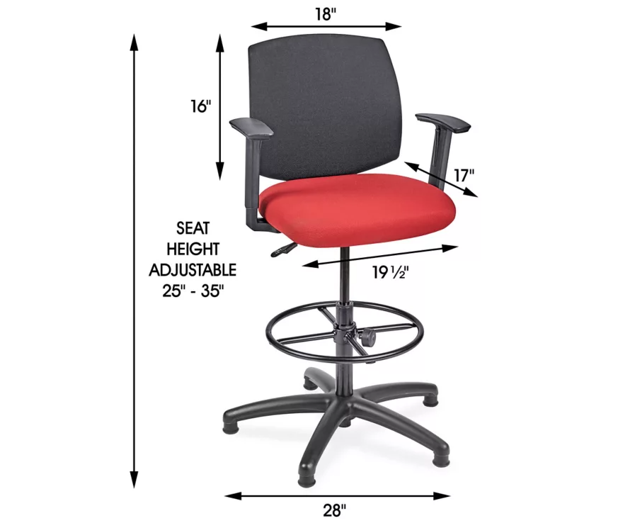 Heavy-Duty Fabric Office Stool, H-7589